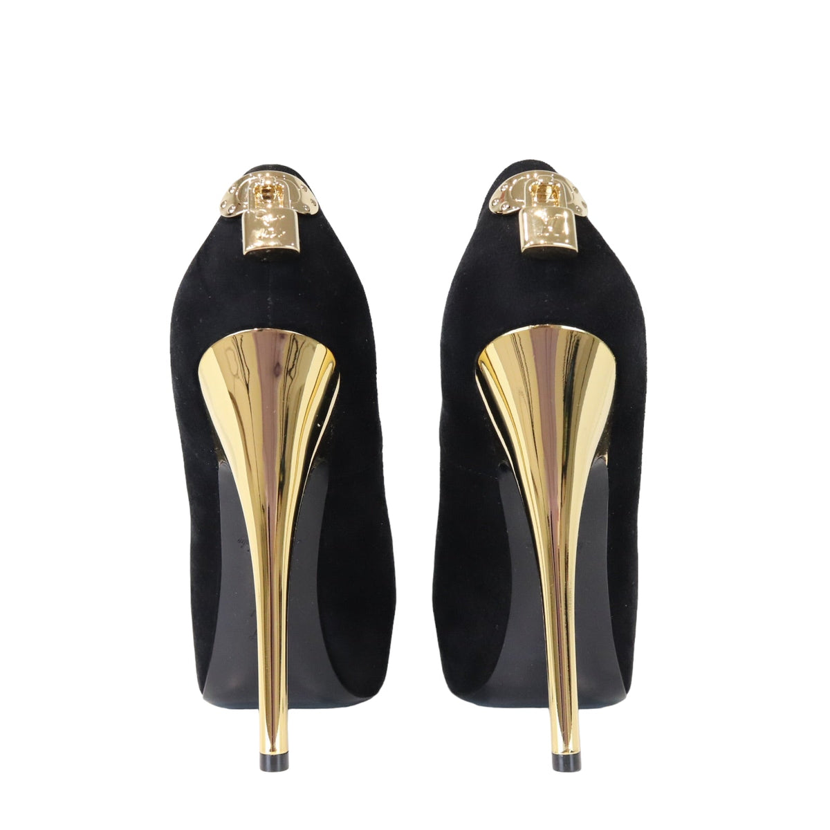 Louis-Vuitton Peep Toe Pump Black Suede GHW 36