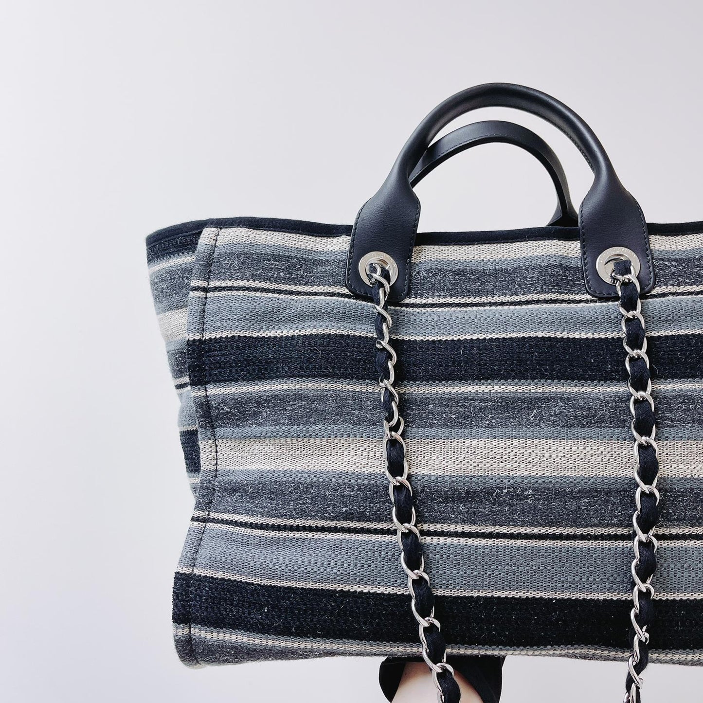 Striped Canvas Deauville Large Shopping Tote