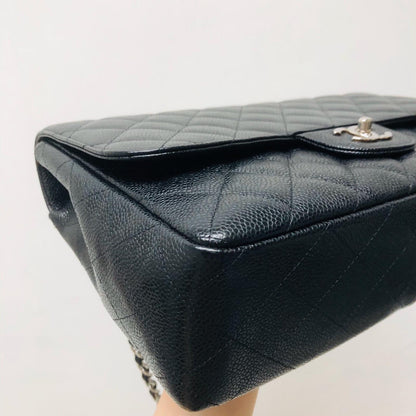 Single Flap Classic Jumbo in Black Caviar with SHW