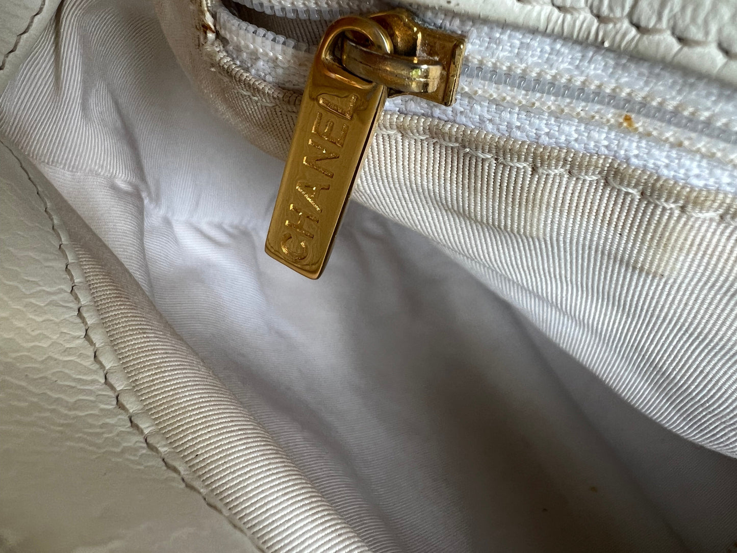 Chanel White Caviar Grand Shopper Tote (GST)