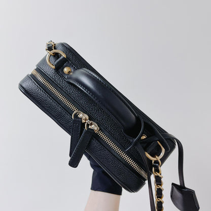 CC Filigree Medium Caviar Quilted Vanity Case Black