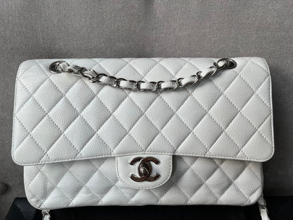 Chanel Medium Classic Flap in White Caviar (RRP £8,530)