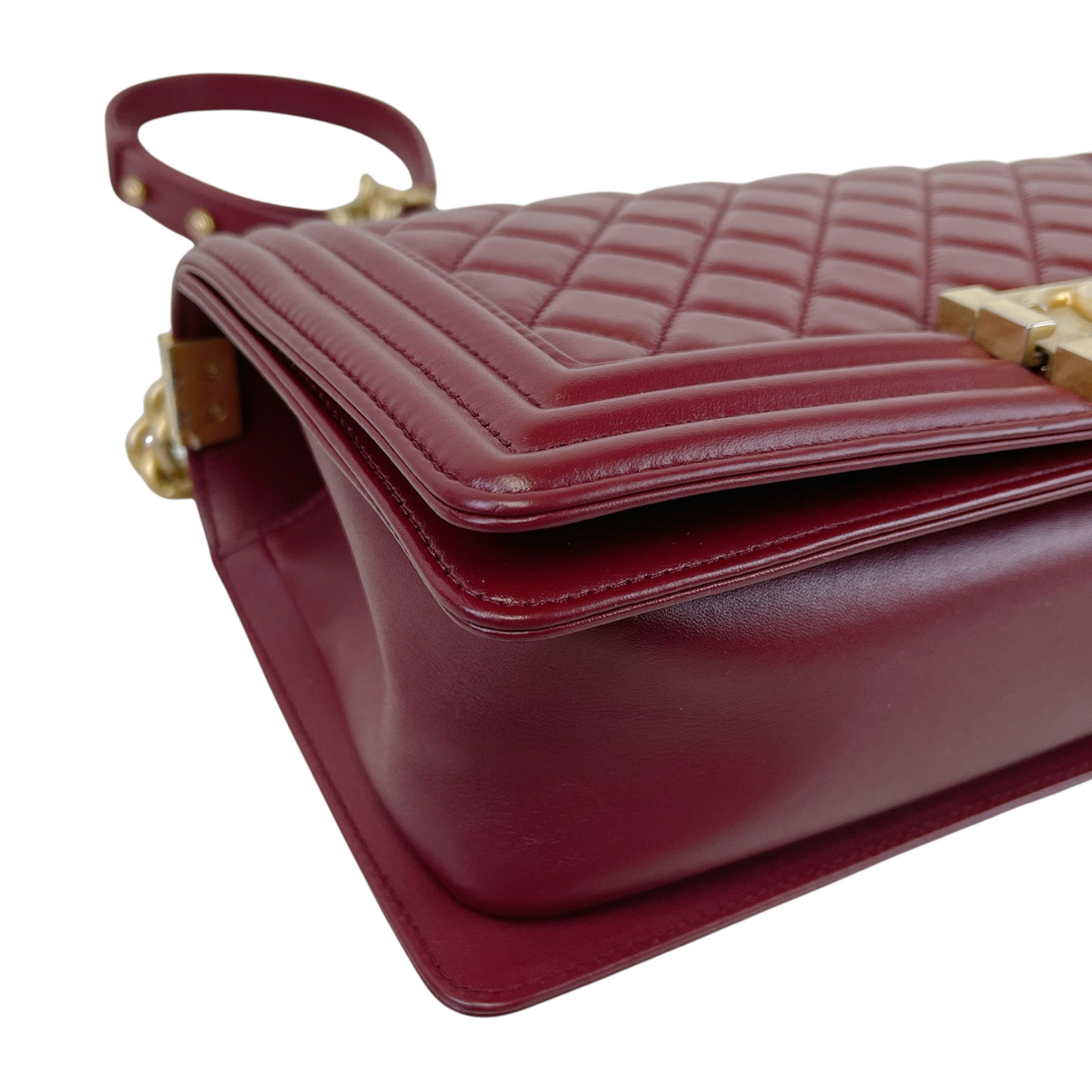 Quilted Old Medium Boy Calfskin Dark Red GHW