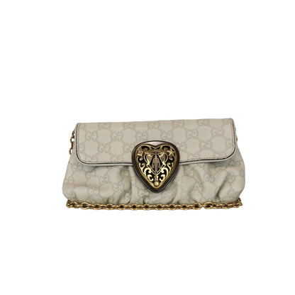 Gucci Guccissima Leather Shoulder Bag White GHW