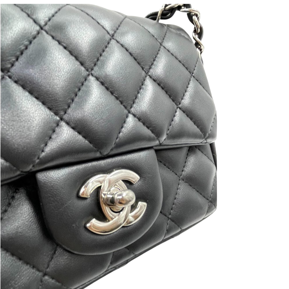 Classic Flap Square Mini Lambskin Black SHW