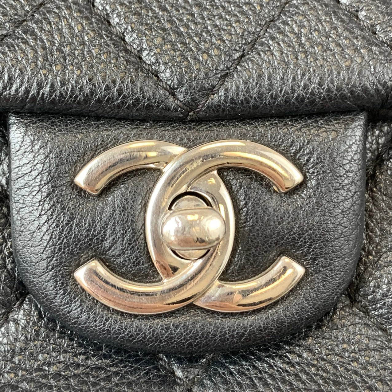Quilted Double Gusset Washed Caviar black SHW