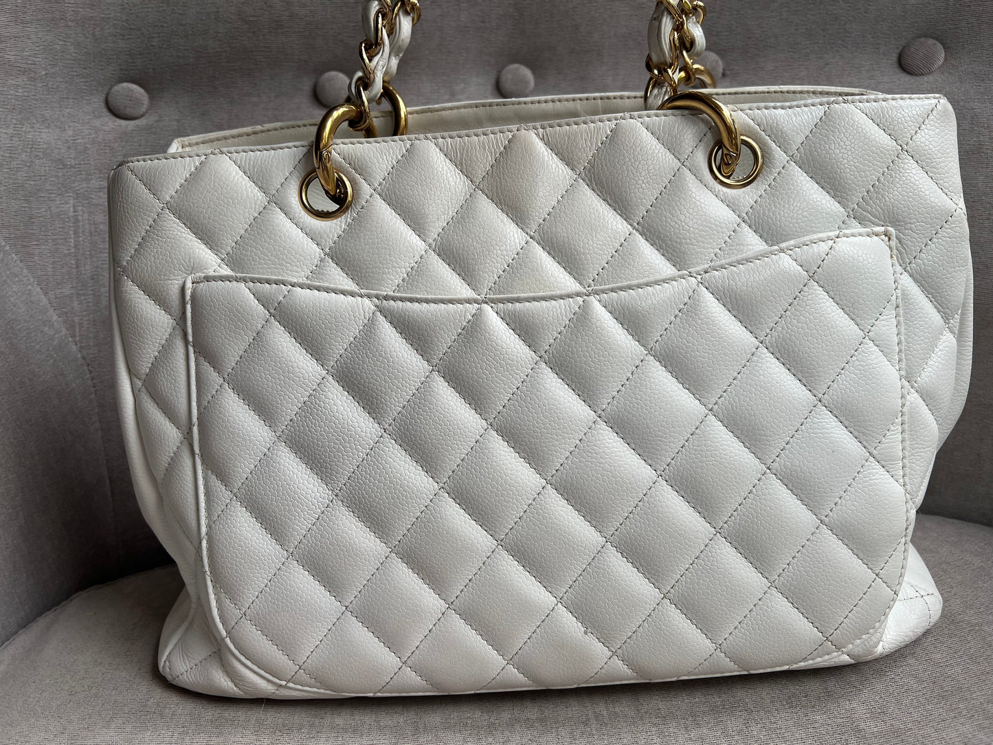 Chanel White Caviar Grand Shopper Tote (GST)