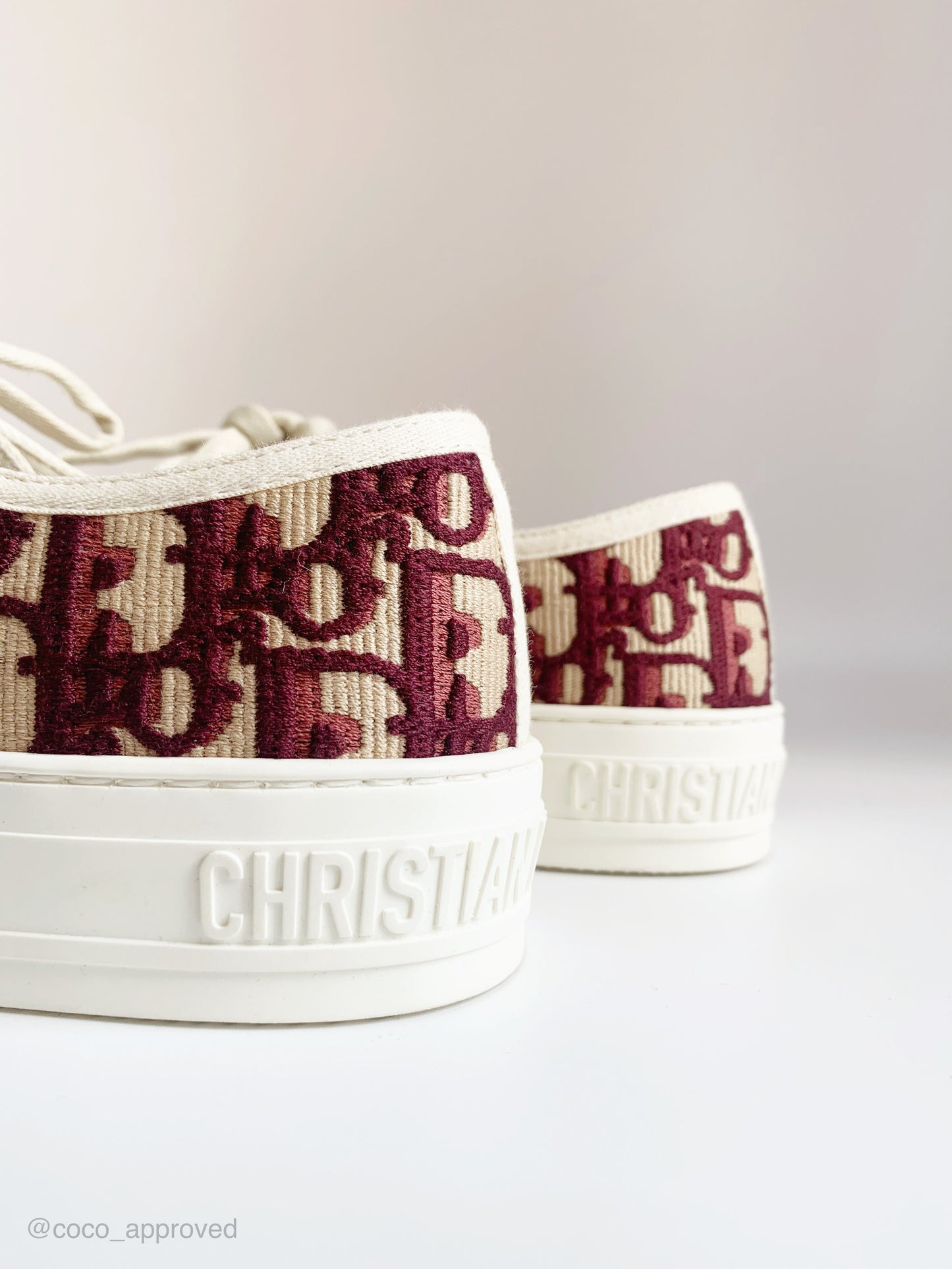 Christian Dior Canvas Oblique Walk'N'Dior Low Top Sneakers Deep Red 37