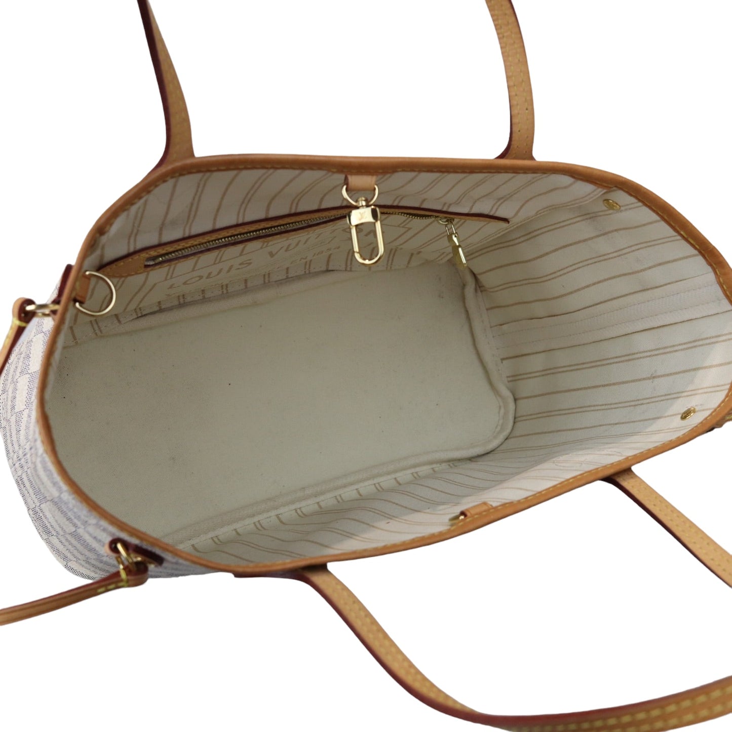 Louis-Vuitton Neverfull PM Damier Azure Canvas White GHW