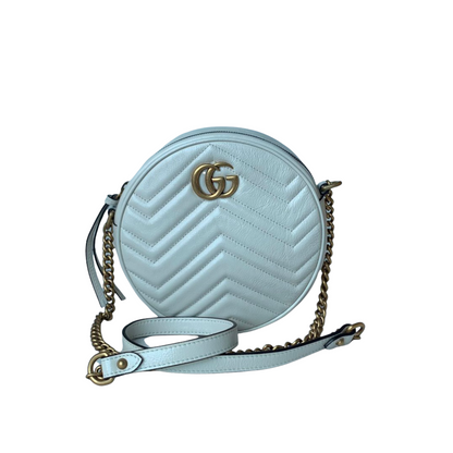 Gucci Marmont Round Mini Leather White GHW