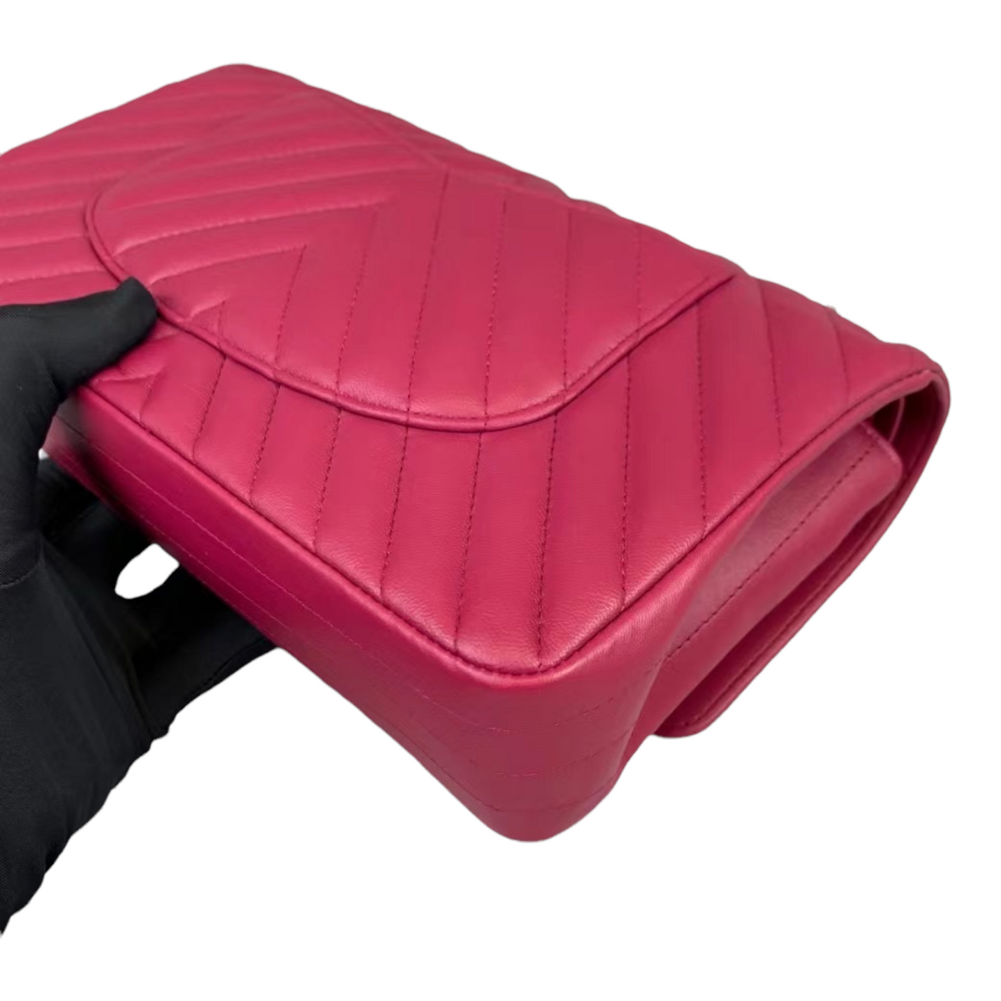 Classic Chevron Double Flap Medium Lambskin Pink GHW
