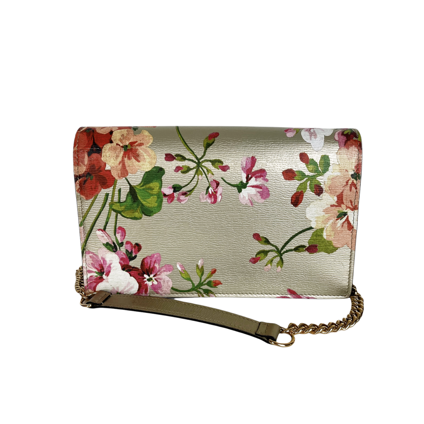 Gucci Blooms Wallet Chain Shoulder Bag Gold