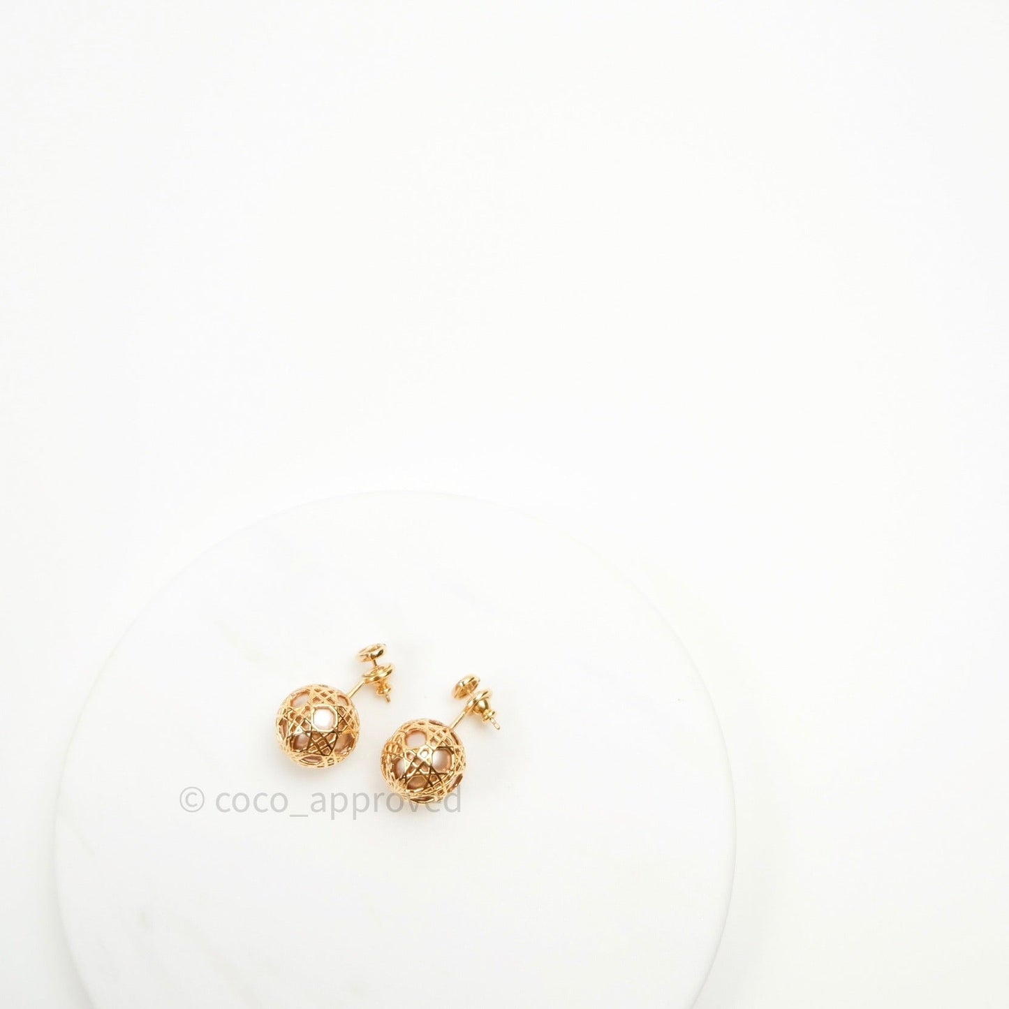 Christian Dior Pearl Cannage Mise En Dior Tribal Earrings Gold