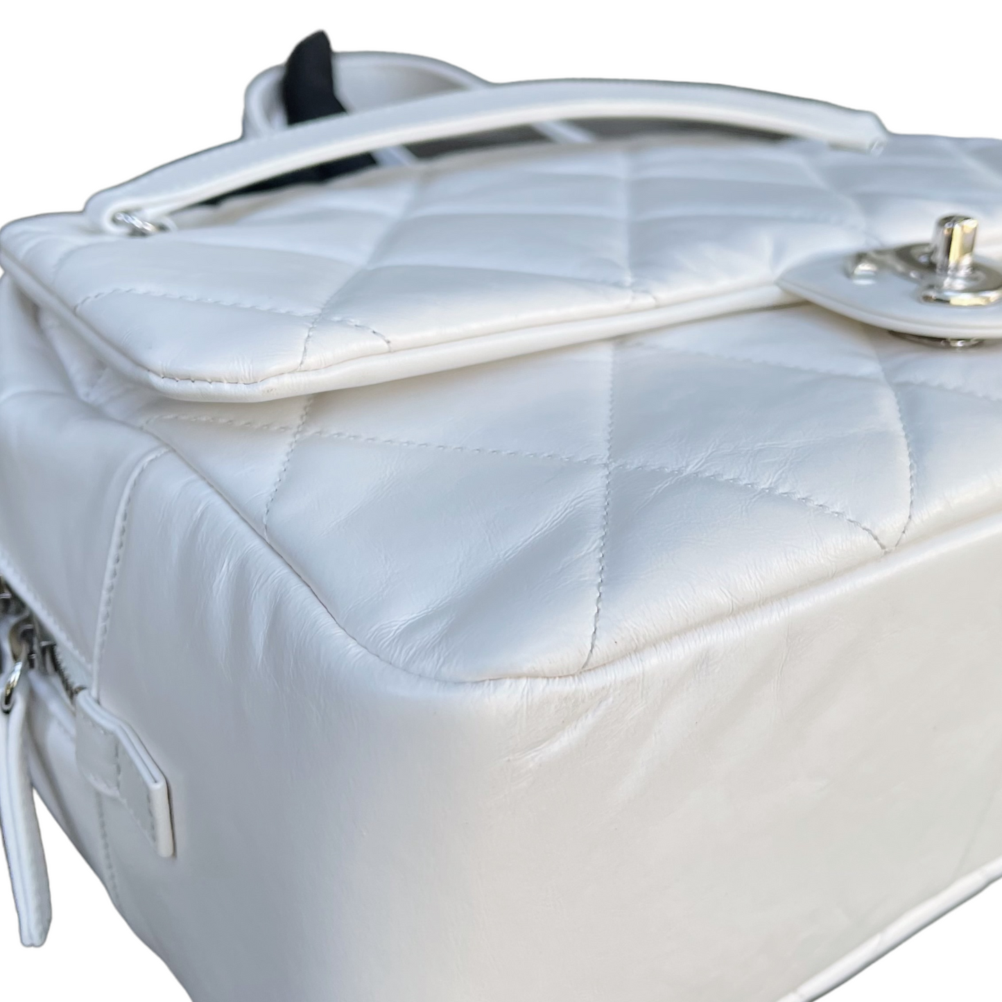 Aged Calfskin Quilted Express Bowling White SHW