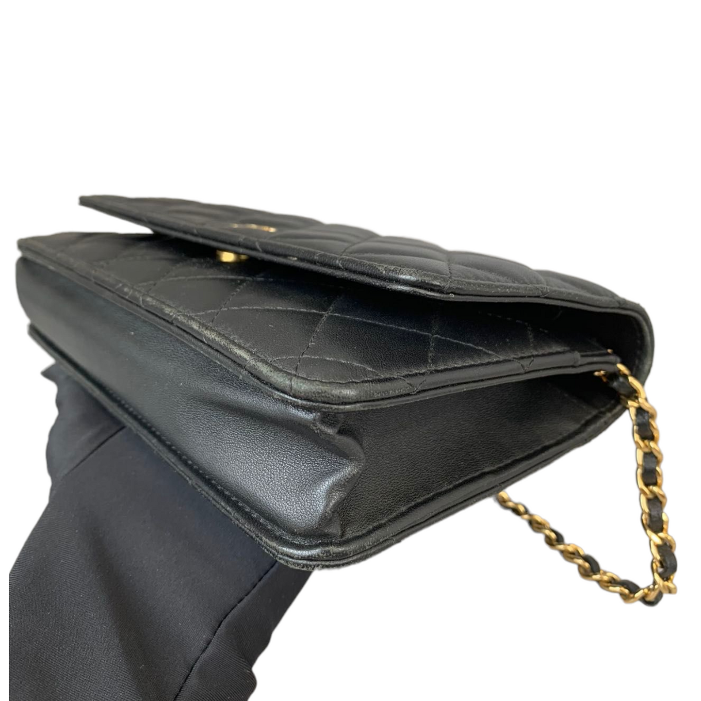 WOC Wallet on Chain Lambskin Black GHW