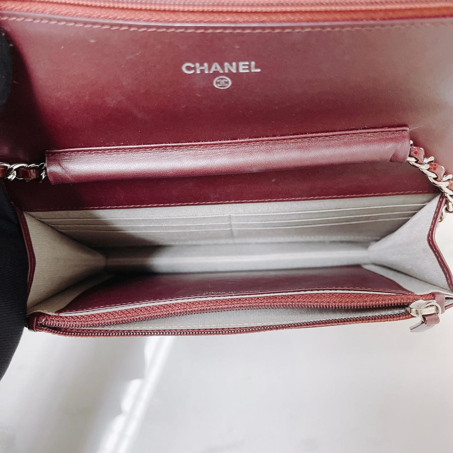 Timeless CC Wallet on Chain Burgundy