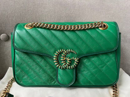 Gucci GG Green Torchon Marmont Small Shoulder Bag