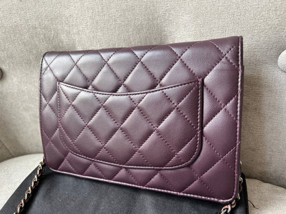 Chanel Aubergine Lambskin Wallet on Chain