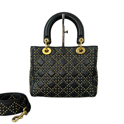 Studded Supple Lady Dior Medium Black GHW