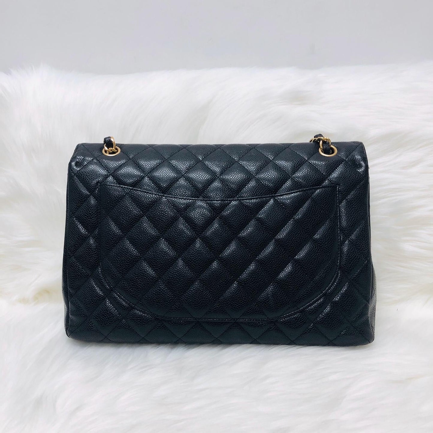 Single Flap Maxi in Black Caviar Leather with GHW
