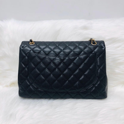 Single Flap Maxi in Black Caviar Leather with GHW