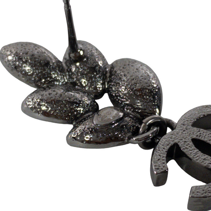 Chanel Silver Leaf Crystal Earrings