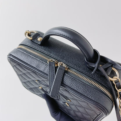 CC Filigree Medium Caviar Quilted Vanity Case Black