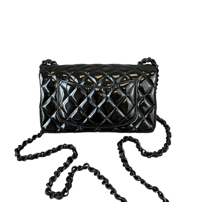 Classic Flap Mini Rectangle Patent Black BHW