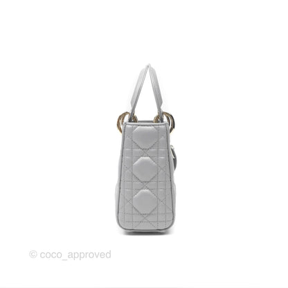 Christian Dior Cannage Mini Lady Dior Grey Gold Hardware