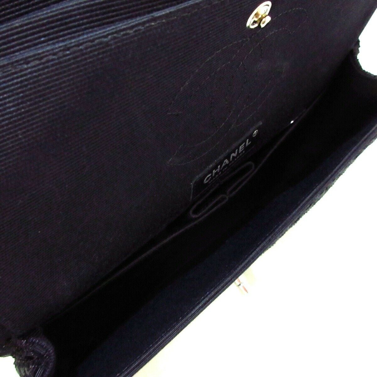 Medium Classic Flap Black Tweed SHW