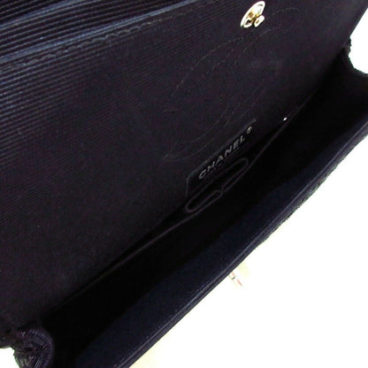 Medium Classic Flap Black Tweed SHW