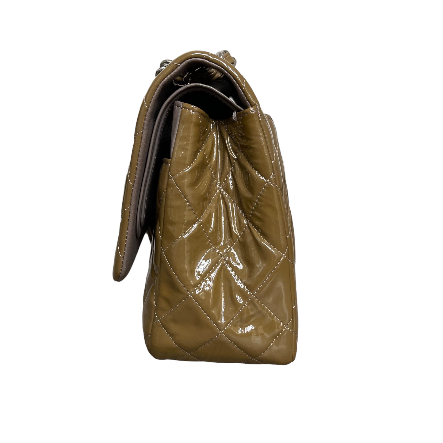Jumbo Double Flap Patent Taupe SHW