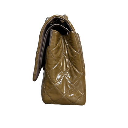Jumbo Double Flap Patent Taupe SHW