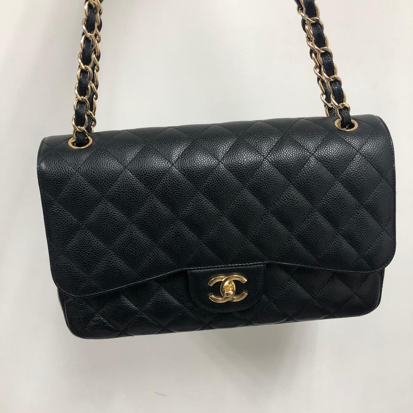 Classic Double Flap Jumbo Bag in Black Caviar with GHW