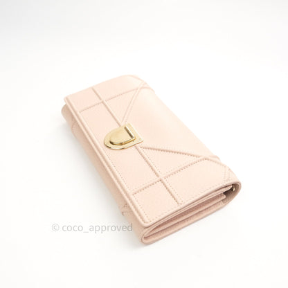 Christian Dior Grained Calfskin Diorama Croisiere Chain Wallet Rose Poudre