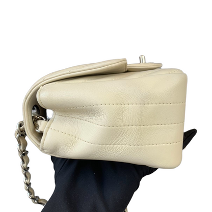 Chevron Flap Mini Square Ivory White SHW