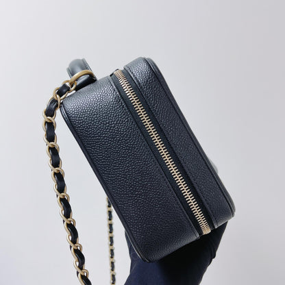 CC Filigree Medium Caviar Quilted Vanity Case Black