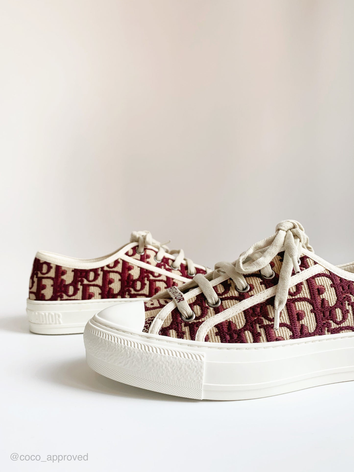 Christian Dior Canvas Oblique Walk'N'Dior Low Top Sneakers Deep Red 37