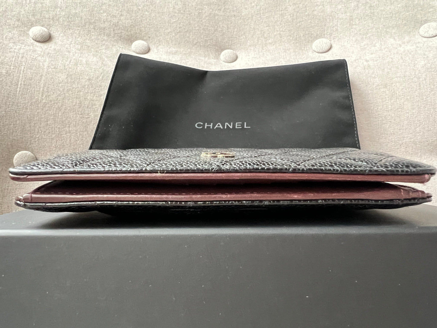 Chanel Black Caviar Flap Wallet with Silver Hardware