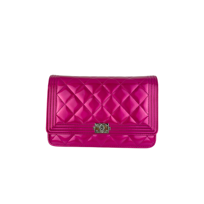 Boy Wallet on Chain Patent Magenta SHW