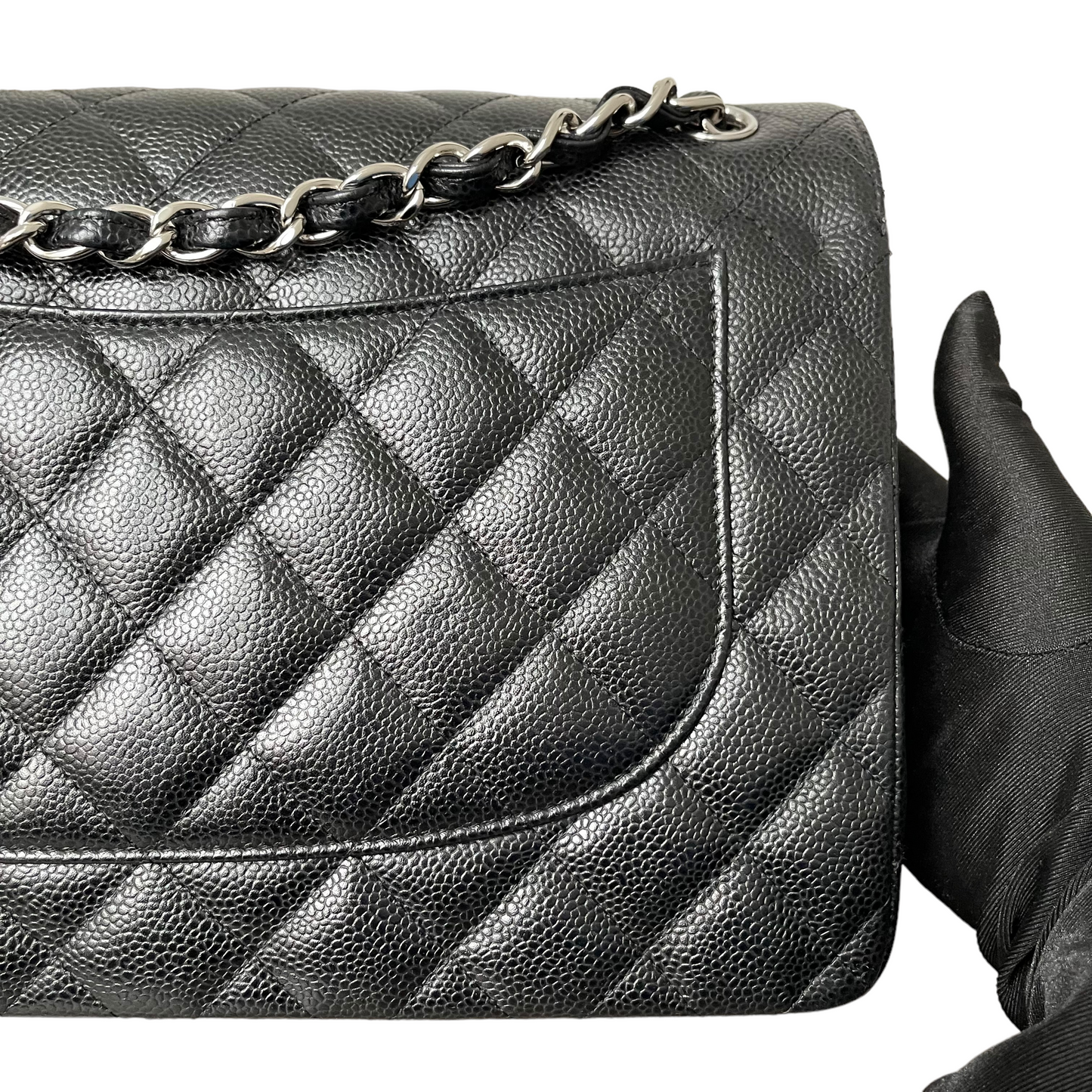 Jumbo Classic Double Flap Caviar Black SHW