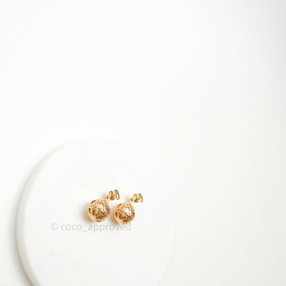 Christian Dior Pearl Cannage Mise En Dior Tribal Earrings Gold