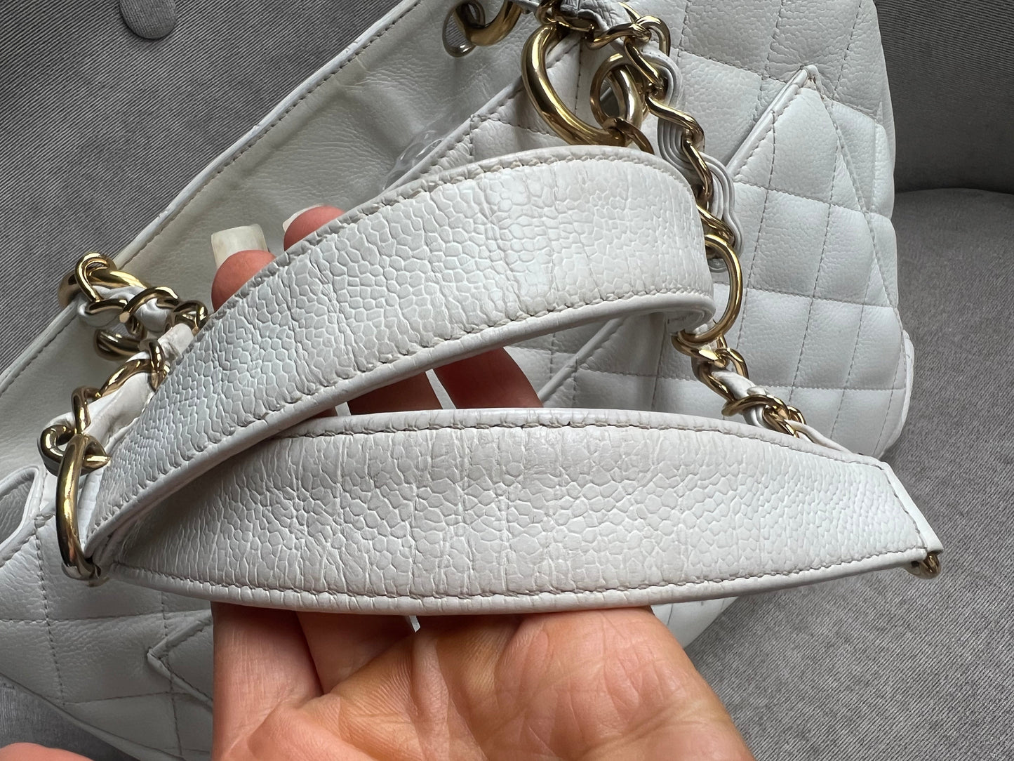 Chanel White Caviar Grand Shopper Tote (GST)