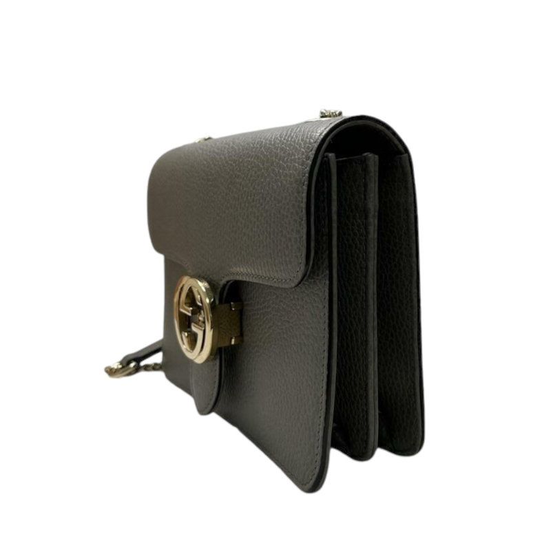 Gucci Small Interlocking GG Calfskin Grey GHW