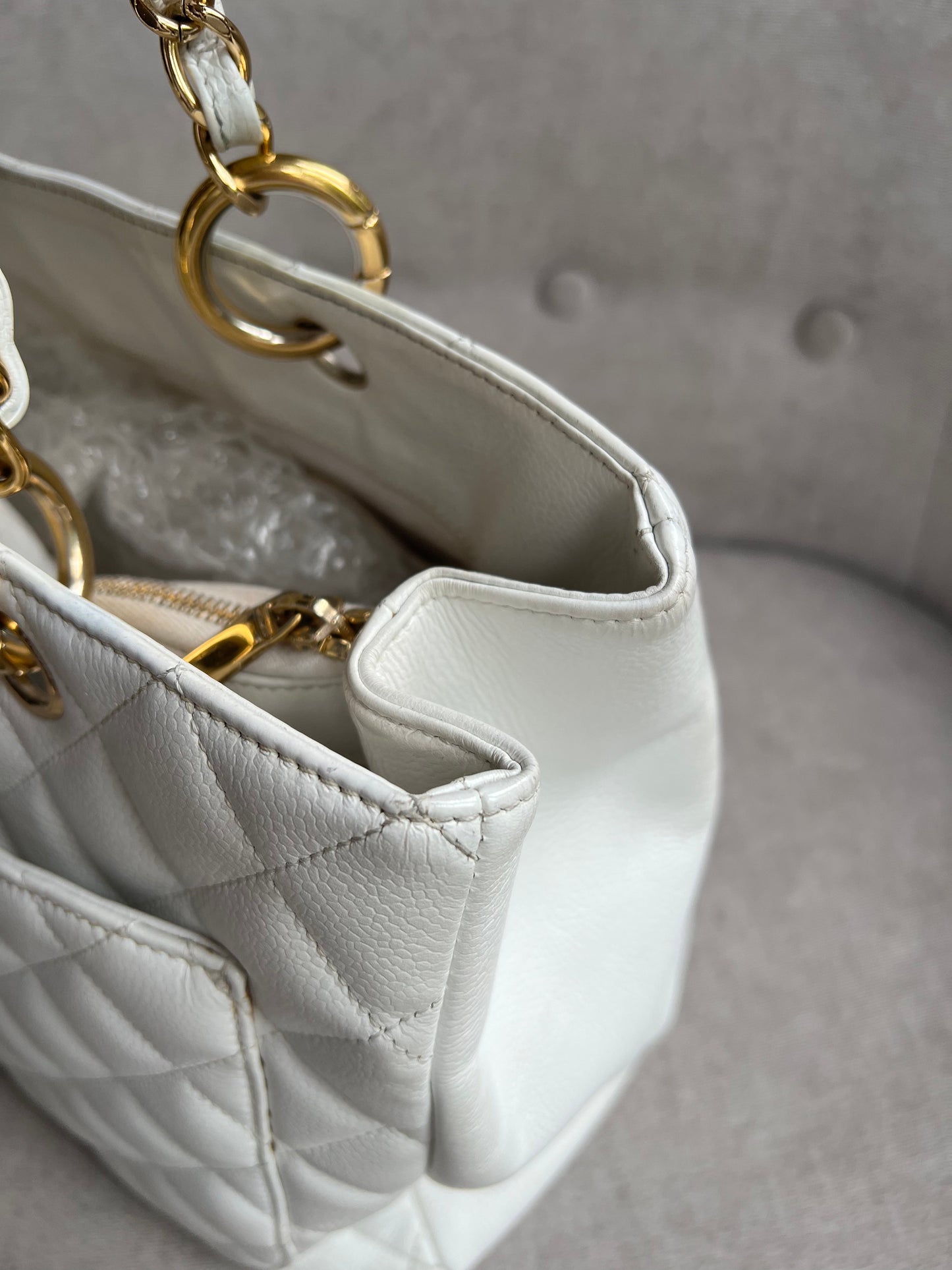 Chanel White Caviar Grand Shopper Tote (GST)