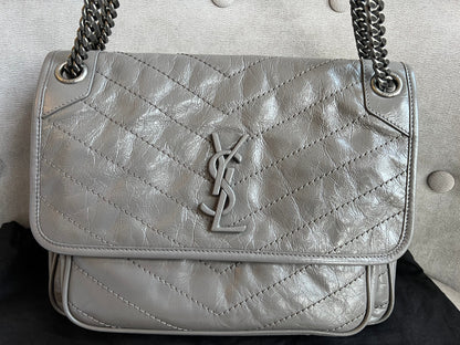 Yves Saint Laurent (YSL) Grey Medium Niki Chain Bag