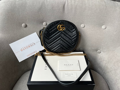 Gucci GG Round Black Marmont Small Shoulder Bag