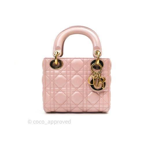 Christian Dior Calfskin Cannage Mini Lady Dior Pink