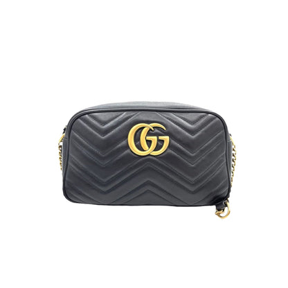 Gucci Marmont Leather Camera Small Black GHW