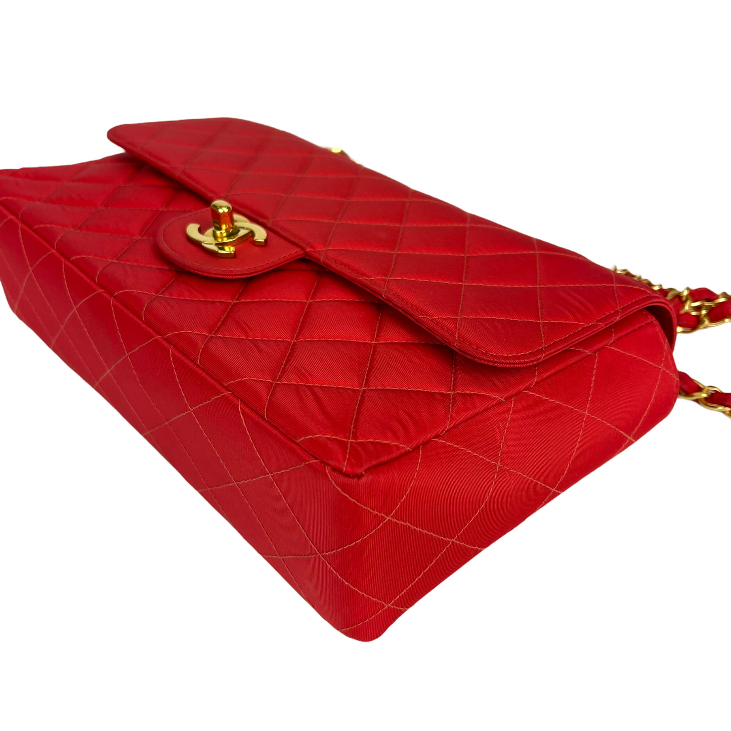 Vintage Medium CC Nylon Flap Bag in Red GHW